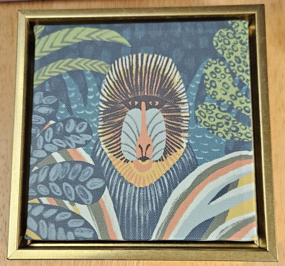 Opalhouse 2019 Mandrill Wall Art 6”x6”Gold Frame